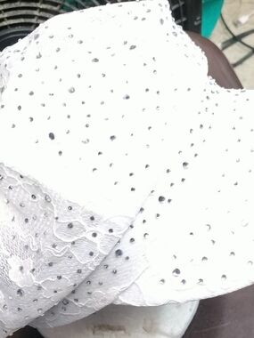 White Lace Sparkle Newsboy Hat with Silver Accents